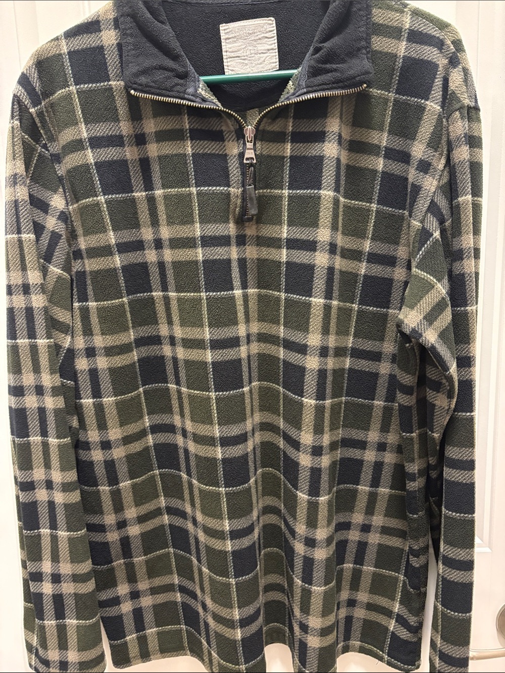 Northcrest Legendary Outfitters Large Plaid Fleece Quarter Zip Pullover
